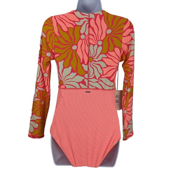 Maaji Dali Flowers Triton Surf Swimsuit 1 Piece Long Sleeve Reversible M New - Picture 2 of 9